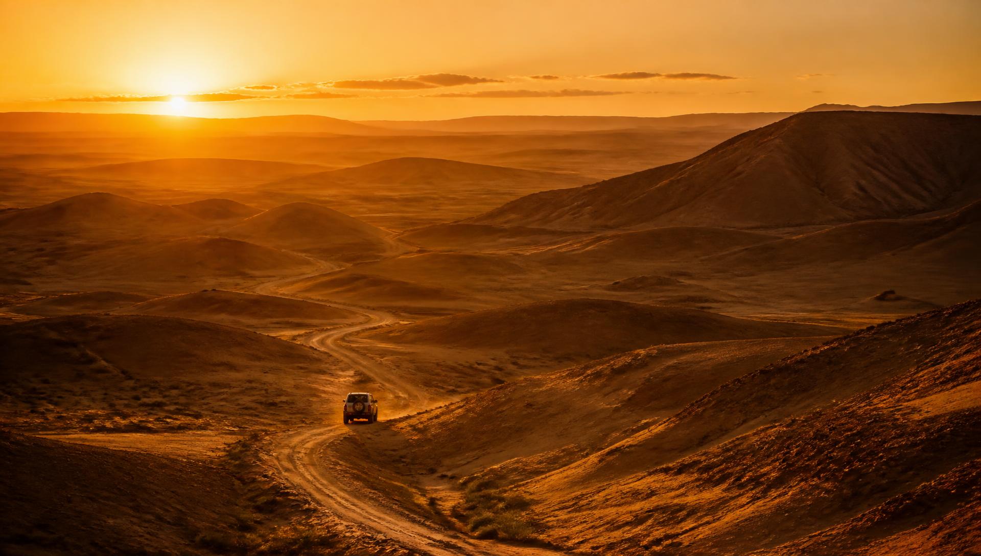 كثبان صحراوية عند الغروب