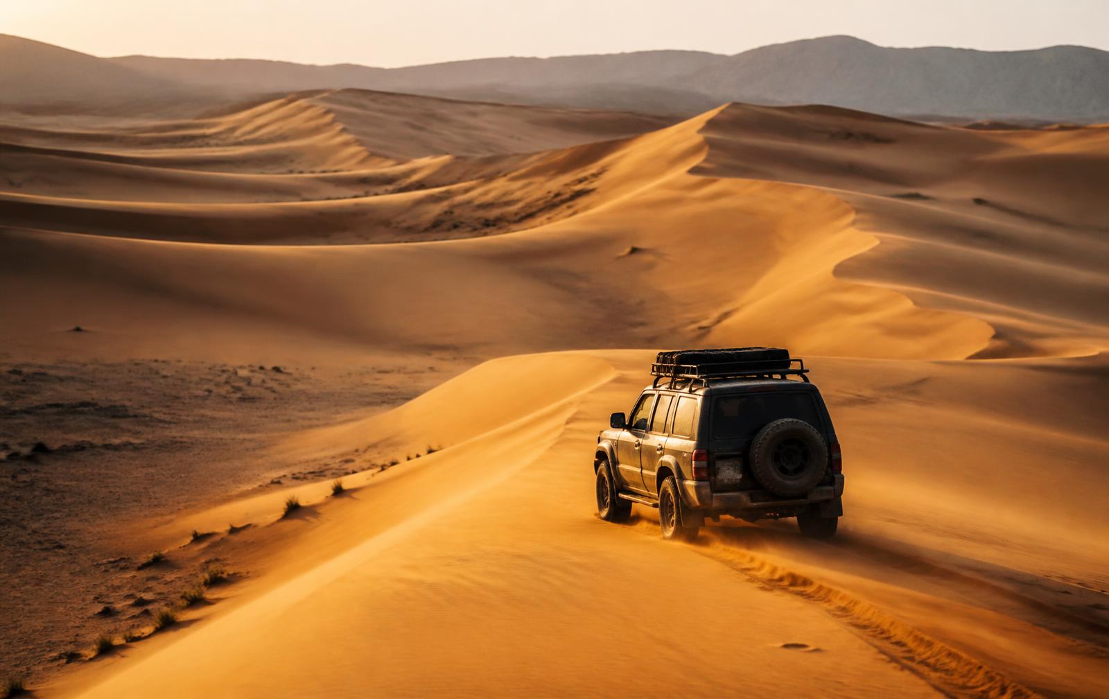 مسار جيب بين كثبان رملية